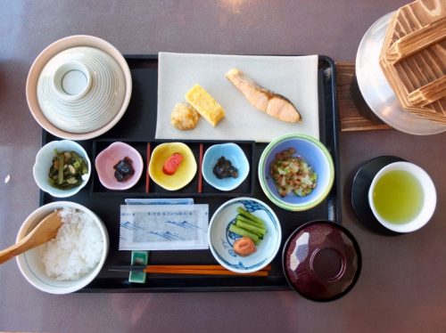 Japanese style breakfast at the Matsukaze Restaurant, Naeba Prince Hotel. 
