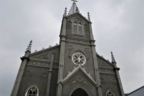 Sakitsu church at the coastal scenery of Amakusa islands in Kumammoto, Kyushu, Japan.