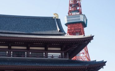 Zojo-ji Temple and Tokyo Tower, Japan.