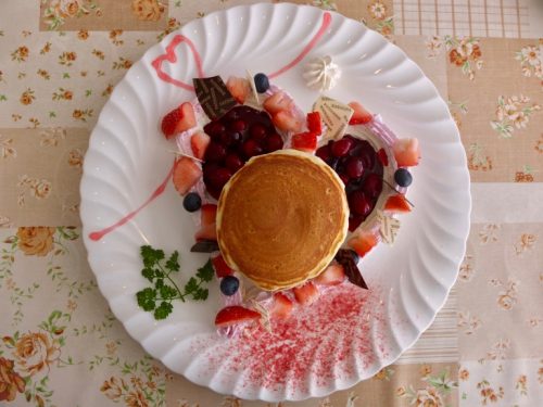 Strawberry Pancakes, made fresh, at the Restaurant Azalea, Naeba Prince Hotel.