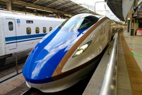 JR Hokuriku Shinkansen at Tokyo Station, Japan.