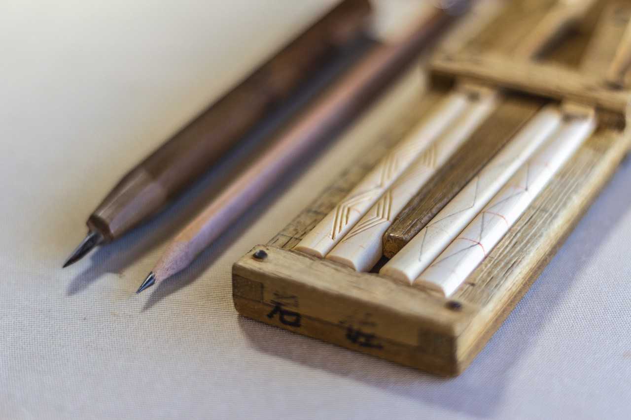 pencil and chopsticks close up