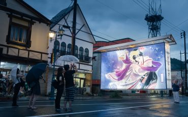 Celebrating the local Matsuri "Tanabata festival" in Yuzawa