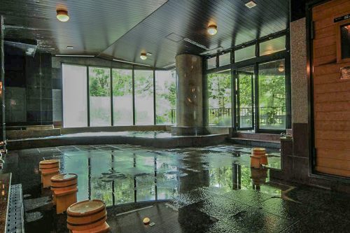 Onsen indoors at Iwasu-so hostel in Nakatsugawa, Gifu prefecture, Japan