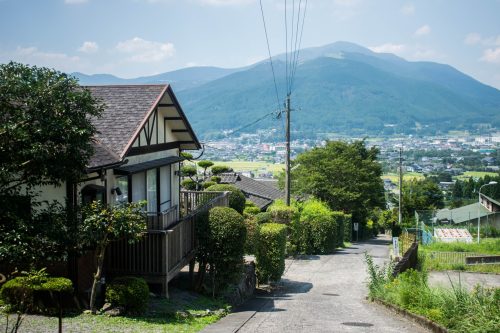The small streets of Yufuin City, Oita Prefecture, Japan