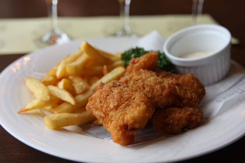 plate of fish and chips in a Japanese restaurant