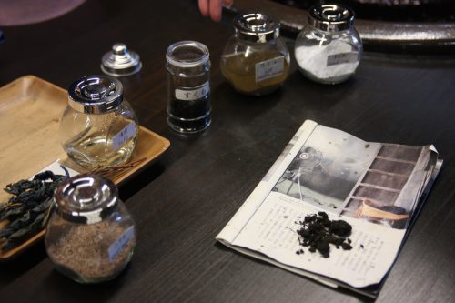 Materials used for indigo dyeing workshop, Tokushima Prefecture.