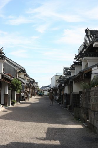 Entire street lined with Edo era buildings in Udatsu, Tokushima Prefecture.