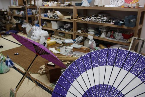 Japanese umbrella maker's workshop, Udatsu, Tokushima.