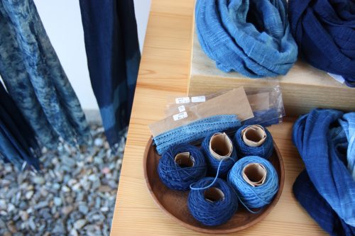 Indigo dyed products in Udatsu, Tokushima Prefecture.