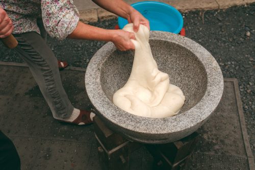 Preparing mochi with Ogi locals in Shiga Prefecture, near Kyoto, Japan