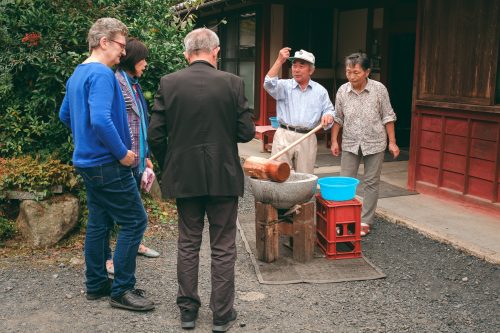 Preparing mochi with Ogi locals in Shiga Prefecture, near Kyoto, Japan