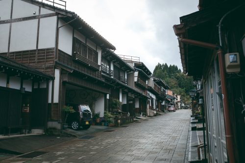 Cobbled streets of Yatsuo Village, Toyama.