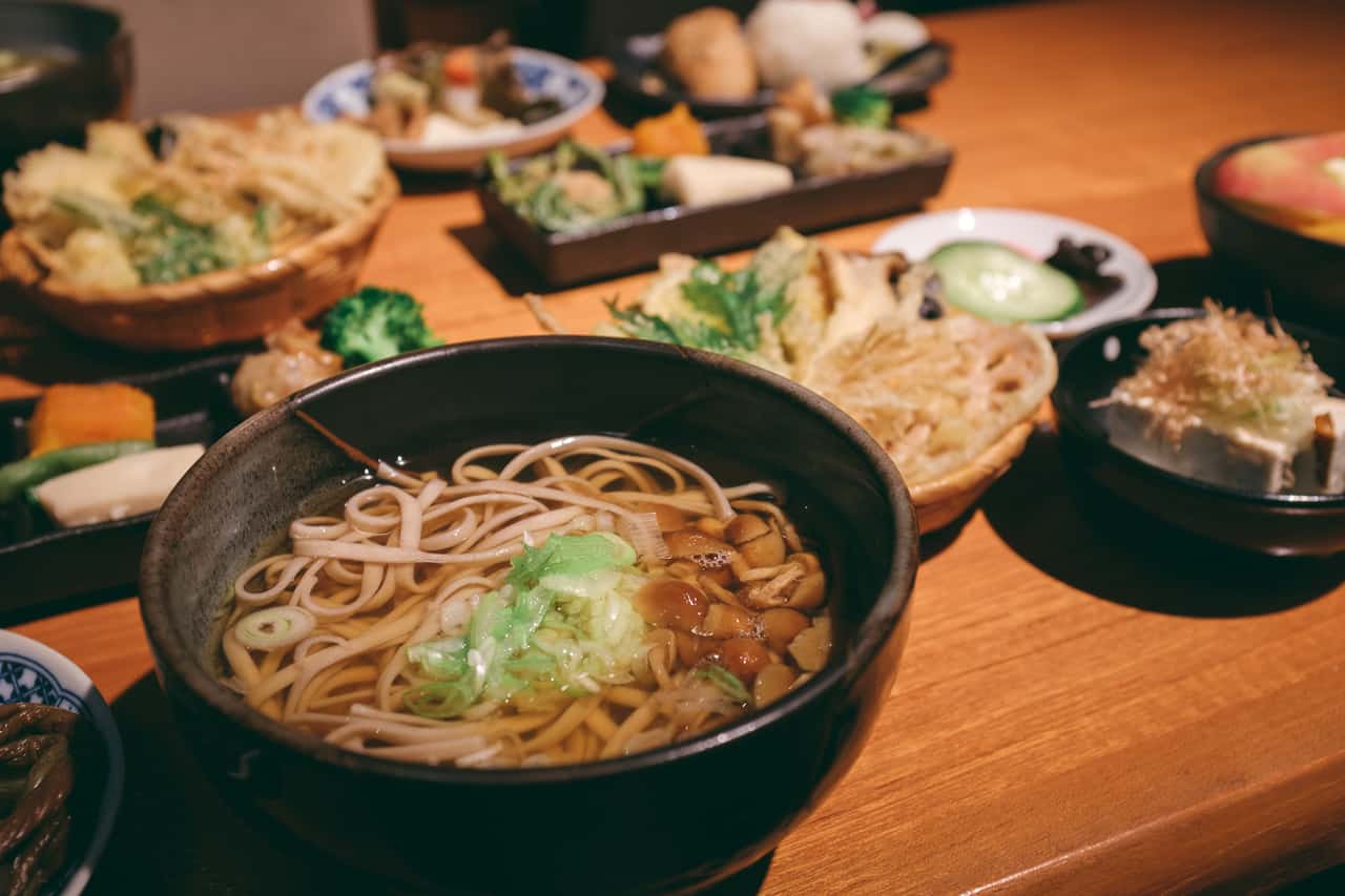Traditional meal at UNESCO World Heritage site Gokayama village, Toyama Prefecture, Japan