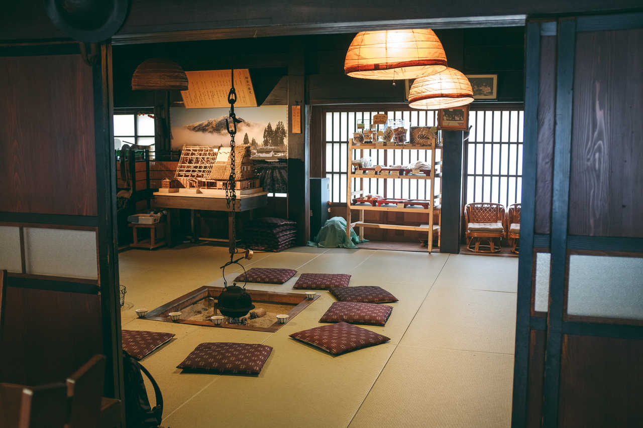 Inside a home in UNESCO World Heritage site Gokayama village, Toyama Prefecture, Japan