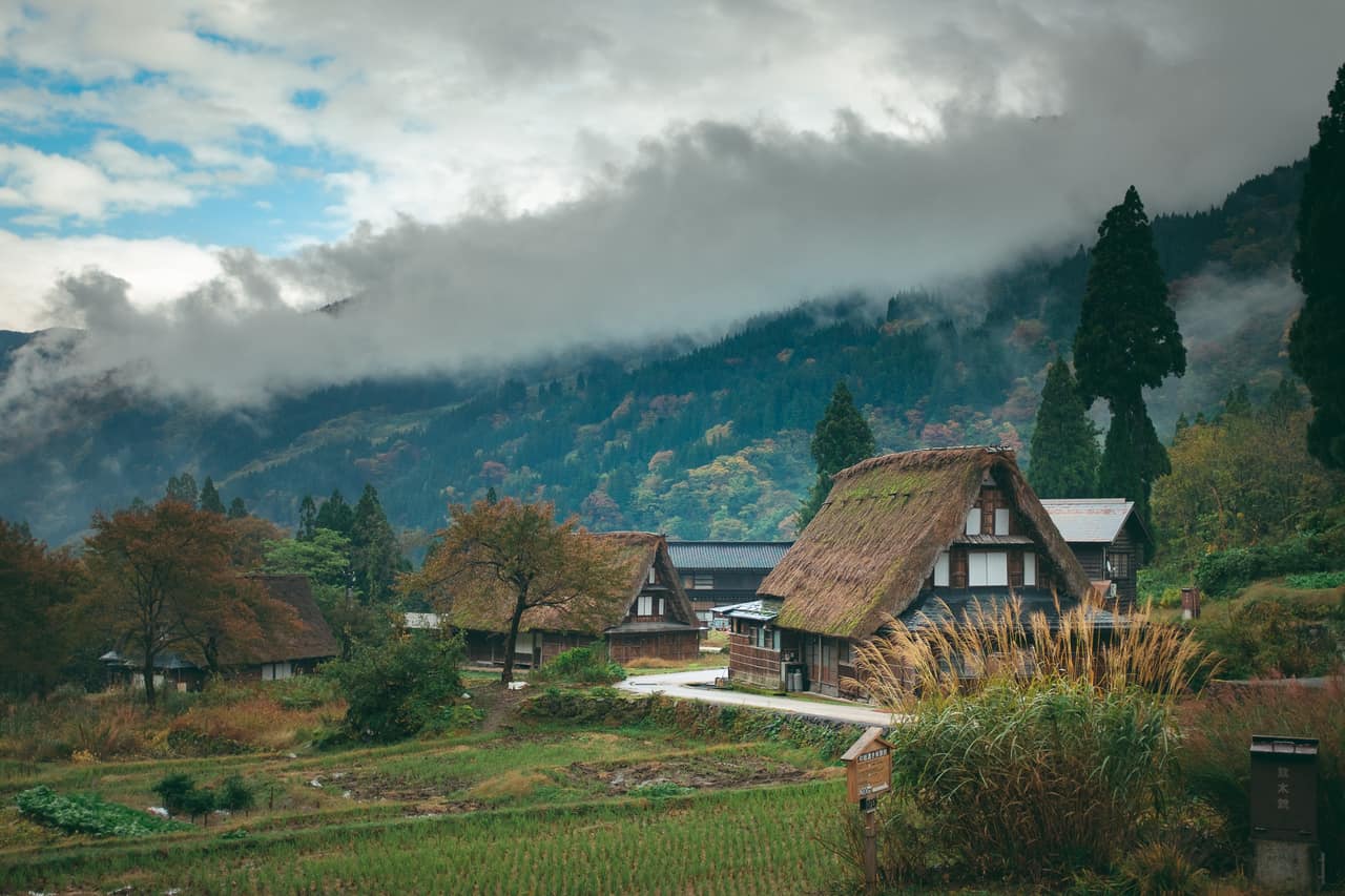 Autumn season at UNESCO World Heritage site Gokayama village, Toyama Prefecture, Japan