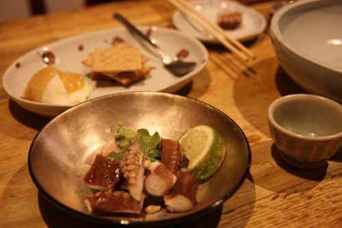 Unique dishes served at izakaya Renge Ryouriten restaurant in Takamatsu.