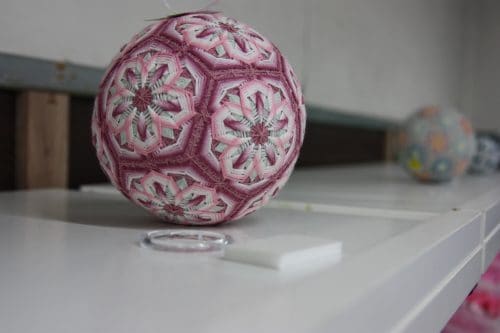 Unique embroidery of Takamatsu, Kagawa Prefecture shown on temari.