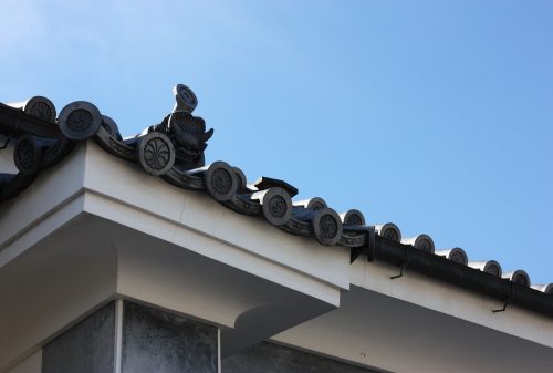 Decorated fireproof roofs of Udatsu in Mima town, Tokushima.