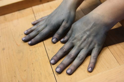 Stained hands from indigo dyeing in Mima town, Tokushima.