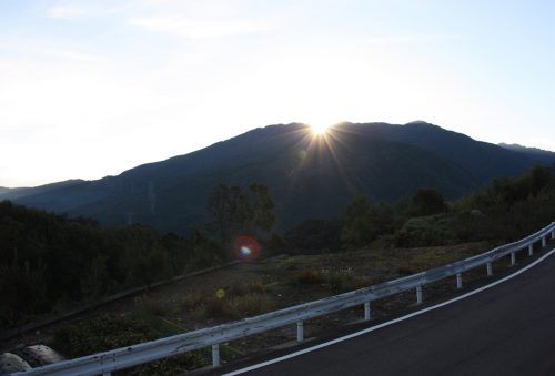 Sunrise over Tokushima Prefecture near Mima town.
