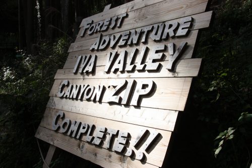 Reaching the finish line of Forest Adventure Zip Line Tour over the Iya Valley, Tokushima.