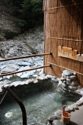 Soak in the hot springs along the river of Iya Valley at Iya Onsen Hotel, Tokushima.