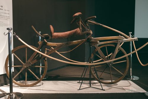 First bike model exhibited at Sakai Bicycle Museum, Osaka, Kinki Region, Japan