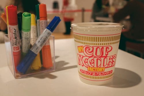 Make your cup noodles pot at the cup noodle museum and its inventor in Osaka, Kinki region, Japan