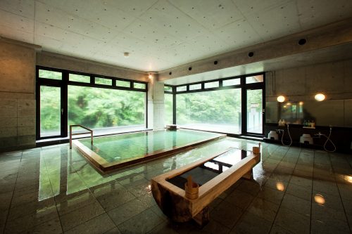 Bath with a view at Osawa Onsen in Hanamaki, Iwate Prefecture, Japan.