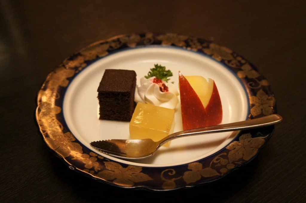 delicate sweets on a dessert dish in Japan