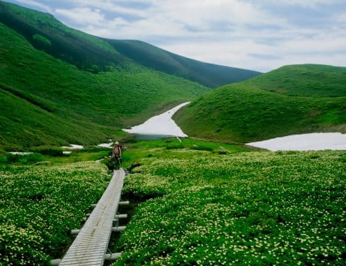 Hiking the beautiful scenery at Akita Komagatake, Akita, Tohoku, Japan.