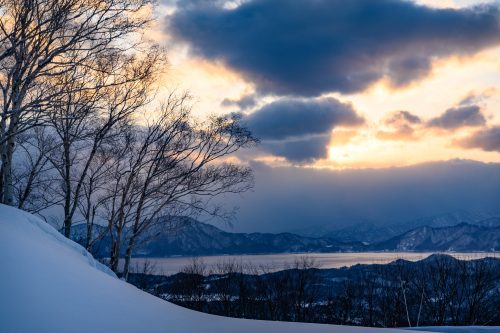Sunset on Lake Tazawa, Akita, Tohoku region, Japan.