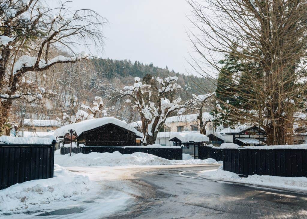 Snow covered streets of Kakunodate, Akita.