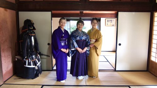 Women beautifully dressed in kimono in Izumi, Kagoshima.