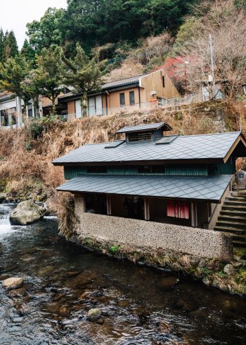 river and hot spring onsen in Oita