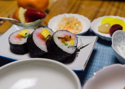 Home made cuisine at Nishinokubo in Oita Prefecture.