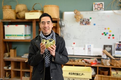 Experiencing Oita bamboo weaving in Yufu city, Kyushu.