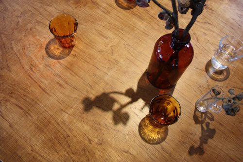 Colorful glassware at the restaurant