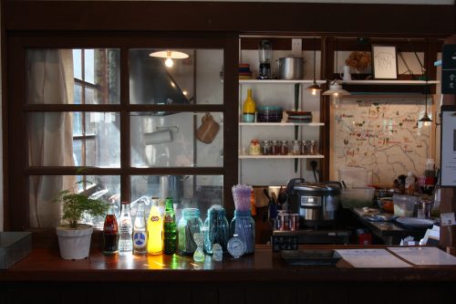 A look into the kitchen at Chiwata Station where the ticket booth used to be.