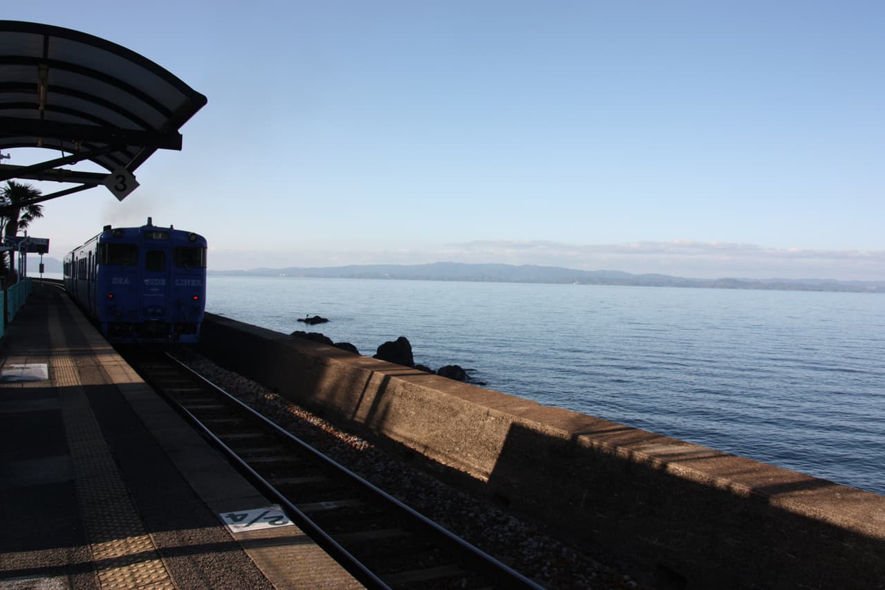 A view of the Sea Side Liner operated by JR Kyushu, Japan.