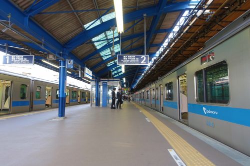 Odakyu railway's platform in Tokyo, Japan.
