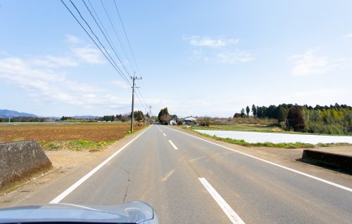 Drive a countryside in Oita, Kyushu, Japan.