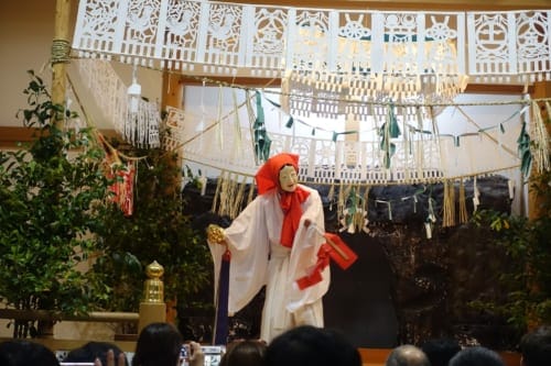 Scenes from the Kagura performed at the Takachiho Shrine in Miyazaki.