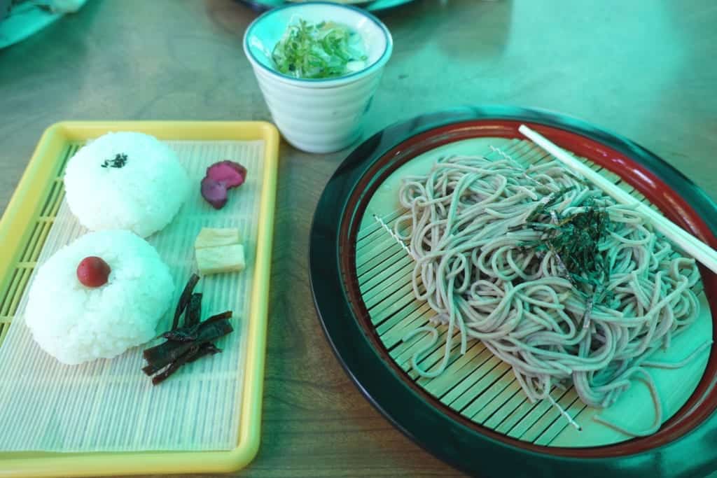 Fresh soba for lunch at Takachiho Gorge