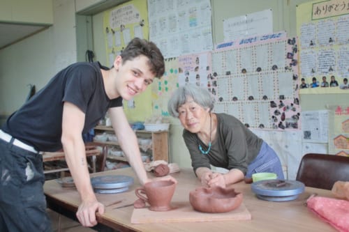 Making pottery at Akatsuchi Pottery Experience on Ojika Island.