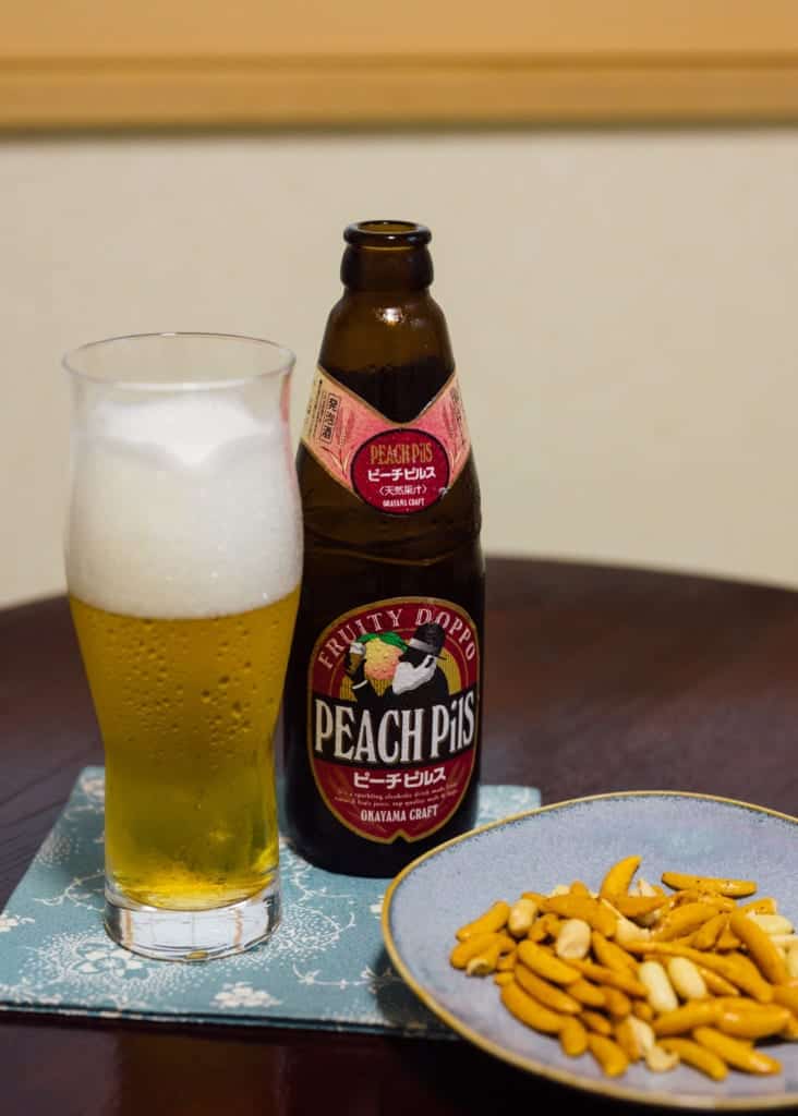 Doppokan Microbrewery Peach Pils beer in Japan
