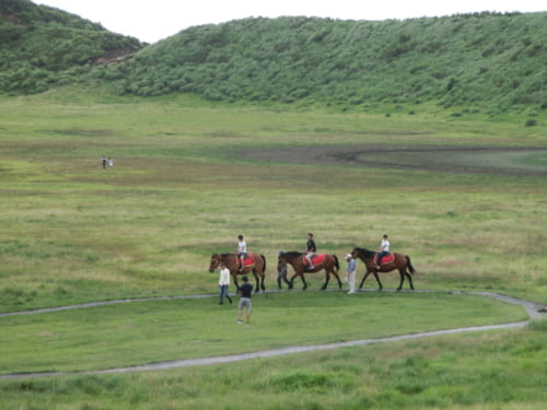 Horseback riding at Mt Aso