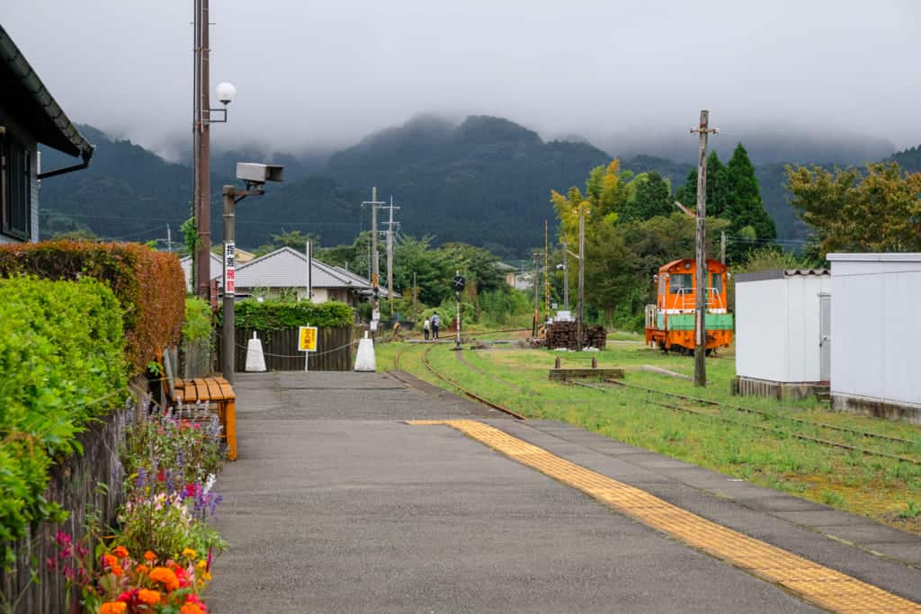 Japanese train tracks in Kumamoto, Japan