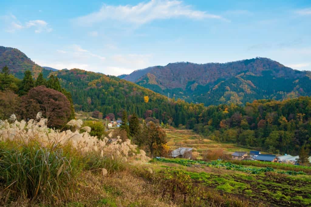 Autumn landscape view of Iiyama, Nagano